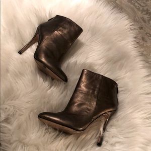 Charles David bronze leather stiletto booties